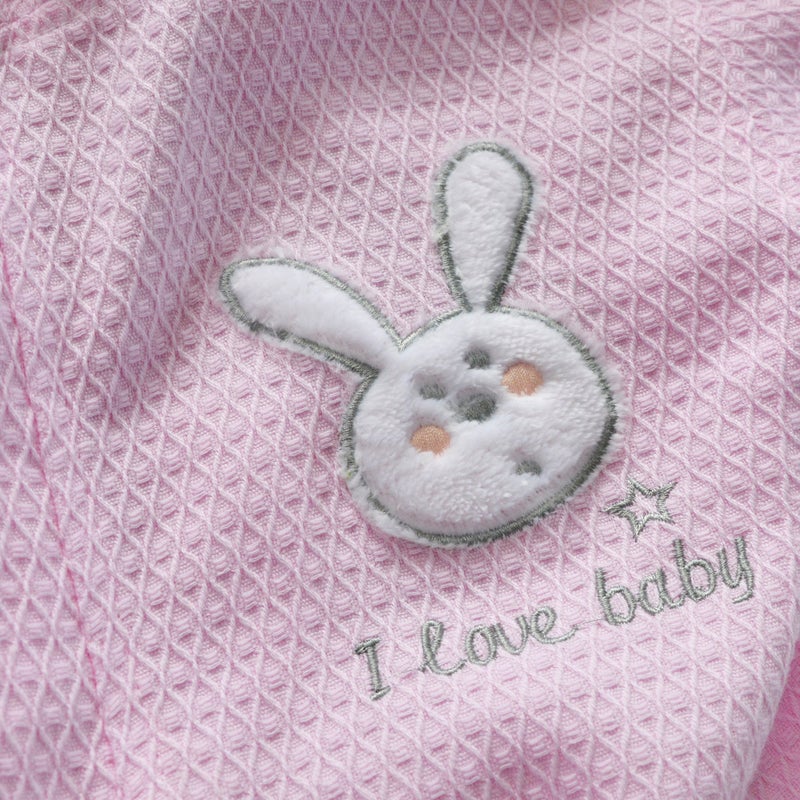 KISBINI Boys and Girls One-Piece Pajamas Long Hooded Bathrobe Cotton Pink 4-5T - Image 3